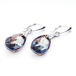 Silver 925 earrings with Swarovski crystals Almond 22mm Bronze Shade