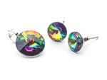 925 silver set of earrings + pendant with Swarovski Rivoli 8/12mm Vitrail Medium crystals