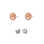 Silver 925 Earrings with Swarovski Rose 4.5mm Electric Orange Delite Crystals