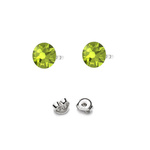 925 Silver Earrings with Swarovski Rose 4.5mm Citrus Green Crystals