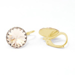 Gold plated 925 silver earrings with Swarovski Rivoli 12mm Light Silk crystals