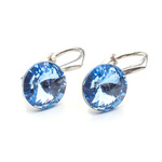Silver 925 earrings with Swarovski Rivoli 8mm Light Sapphire crystals