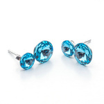 Sterling Silver 925 Earrings with Swarovski Crystals Rivoli 6/8mm Aquamarine