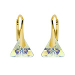Sterling silver 925 gold plated Swarovski Triangle 12mm Crystal AB earrings