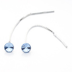 Silver 925 long earrings with kr. Swarovski Rivoli 6mm Light Sapphire