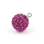 Pendant 925 silver DiscoBall Shamballa Ball 8mm Fuchsia