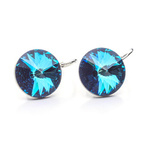 Silver 925 earrings with Swarovski Rivoli 12mm Bermuda Blue crystals