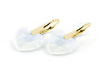 Gold plated 925 silver earrings with Swarovski crystals Hearts 14mm White Opal