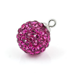 Pendant 925 silver DiscoBall Shamballa Ball 12mm Fuchsia