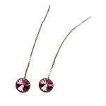 Silver Long Earrings with Swarovski Rivoli 8mm Light Rose Crystals