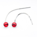 Silver 925 long earrings with kr. Swarovski Rivoli 6mm Light Siam