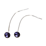 Silver Long Earrings with Swarovski Rivoli 8mm Tanzanite Crystals