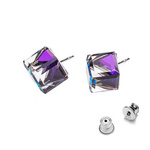 Sterling silver 925 earrings with Swarovski Cube 8mm Heliotrope crystals