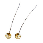Silver Long Earrings with Swarovski Rivoli 8mm Golden Shadow Crystals