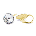 Gold plated 925 silver earrings with Swarovski Rivoli 12mm Crystal