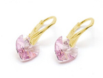 Gold plated 925 silver earrings with Swarovski crystals Hearts 10mm Light Amethyst