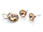 925 silver set of earrings + pendant with Swarovski Rivoli 8/12mm Light Colorado Topaz crystals