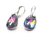 Silver 925 Earrings with Swarovski Crystals Almonds 22mm Vitrail Medium