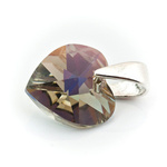 925 silver pendant with Swarovski crystals Heart 10mm Black Diamond AB