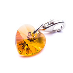 Charms pendant for bracelet 925 silver with Swarovski crystals Heart 10mm Topaz