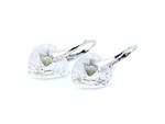 925 Silver Earrings with Swarovski Crystals Hearts 14mm Moonlight