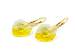 Gold plated 925 silver earrings with Swarovski crystals Hearts 14mm Light Topaz