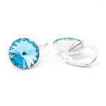 Silver 925 earrings with Swarovski Rivoli 12mm Aquamarine crystals
