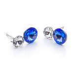 Srebrne Kolczyki 925 z kryształami Swarovski Rivoli 6/8mm Crystal + Sapphire