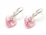 Silver 925 Earrings with Swarovski Crystals Hearts 10mm Light Rose
