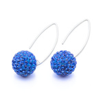 Silver Fish Earrings 925 Discoballs 10mm with Sapphire Crystals