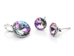 925 silver set of earrings + pendant with Swarovski Rivoli 8/12mm Vitrail Light crystals