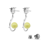 Silver 925 rose earrings with Swarovski pearls 8mm Pastel Yellow