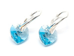 Silver 925 Earrings with Swarovski Crystals Hearts 10mm Aquamarine