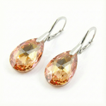 Srebrne Kolczyki 925 z kryształami Lumina Migdał 22mm Light Rose Paradise Shine