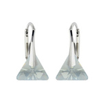 Silver 925 Swarovski Triangle 12mm Blue Shade Earrings