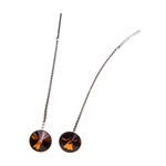 Silver Long Earrings with Swarovski Rivoli 8mm Smoked Topaz Crystals