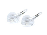 925 Silver Earrings with Swarovski Crystals Hearts 14mm Crystal