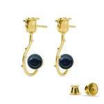 Silver 925 gold plated rose earrings with Swarovski pearls 8mm Dark Lapis