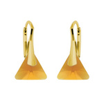 Silver 925 gold plated Swarovski Triangle 12mm Tangerine earrings