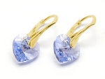 Gold plated sterling silver 925 earrings with Swarovski crystals Hearts 10mm Provence Lavender