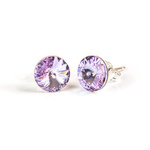 925 Silver Earrings with Swarovski Rivoli 8mm Light Amethyst Crystals