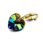 Charms pendant for bracelet silver 925 gold plated with Swarovski crystals Heart 10mm Vitrail Medium