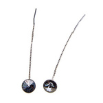 Silver Long Earrings with Swarovski Rivoli 8mm Blue Shade Crystals