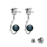 Silver 925 rose earrings with Swarovski pearls 8mm Petrol