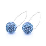 Silver Fish Earrings 925 Discoballs 10mm with Light Sapphire Crystals