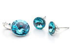 925 silver set of earrings + pendant with Swarovski Rivoli 8/12mm Light Turquoise crystals