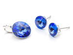 925 silver set of earrings + pendant with Swarovski Rivoli 8/12mm Sapphire crystals