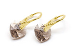 Gold plated 925 silver earrings with Swarovski crystals Hearts 10mm Greige