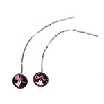 Silver Long Earrings with Swarovski Rivoli 8mm Light Amethyst Crystals