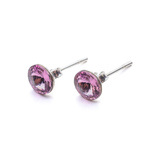 925 Silver Earrings with Swarovski Rivoli 6mm Light Amethyst Crystals